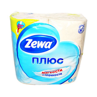 Бумага туалетная Zewa плюс 2 слоя, тиснение, белая, 4 рулона